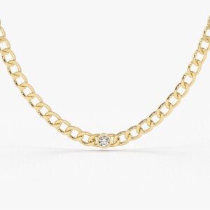 14k Gold Necklace with Diamond Accent